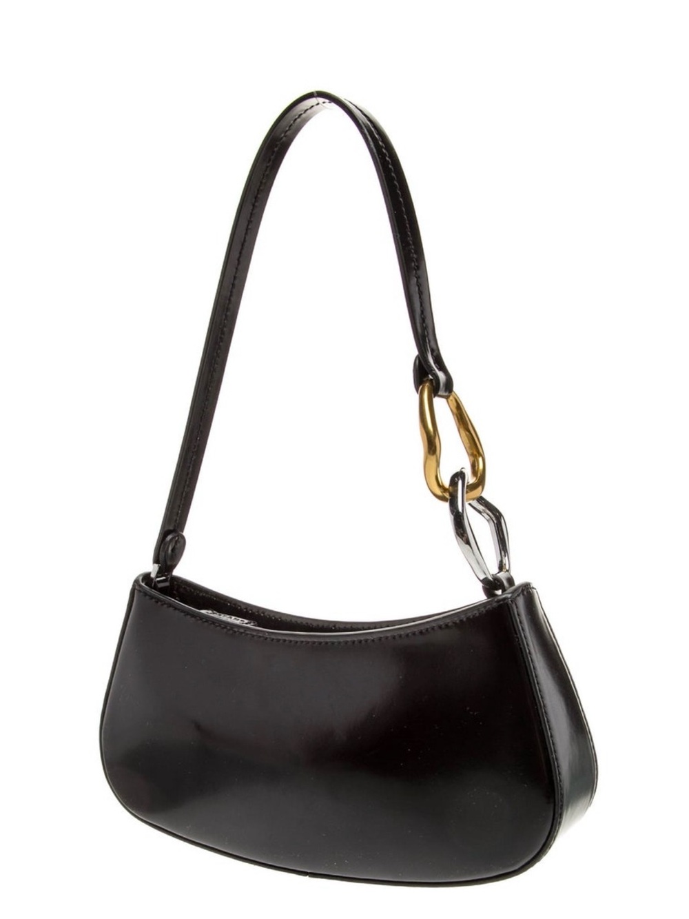 STAUD Black Leather Shoulder Bag with Gold & Silver Accent NWOT